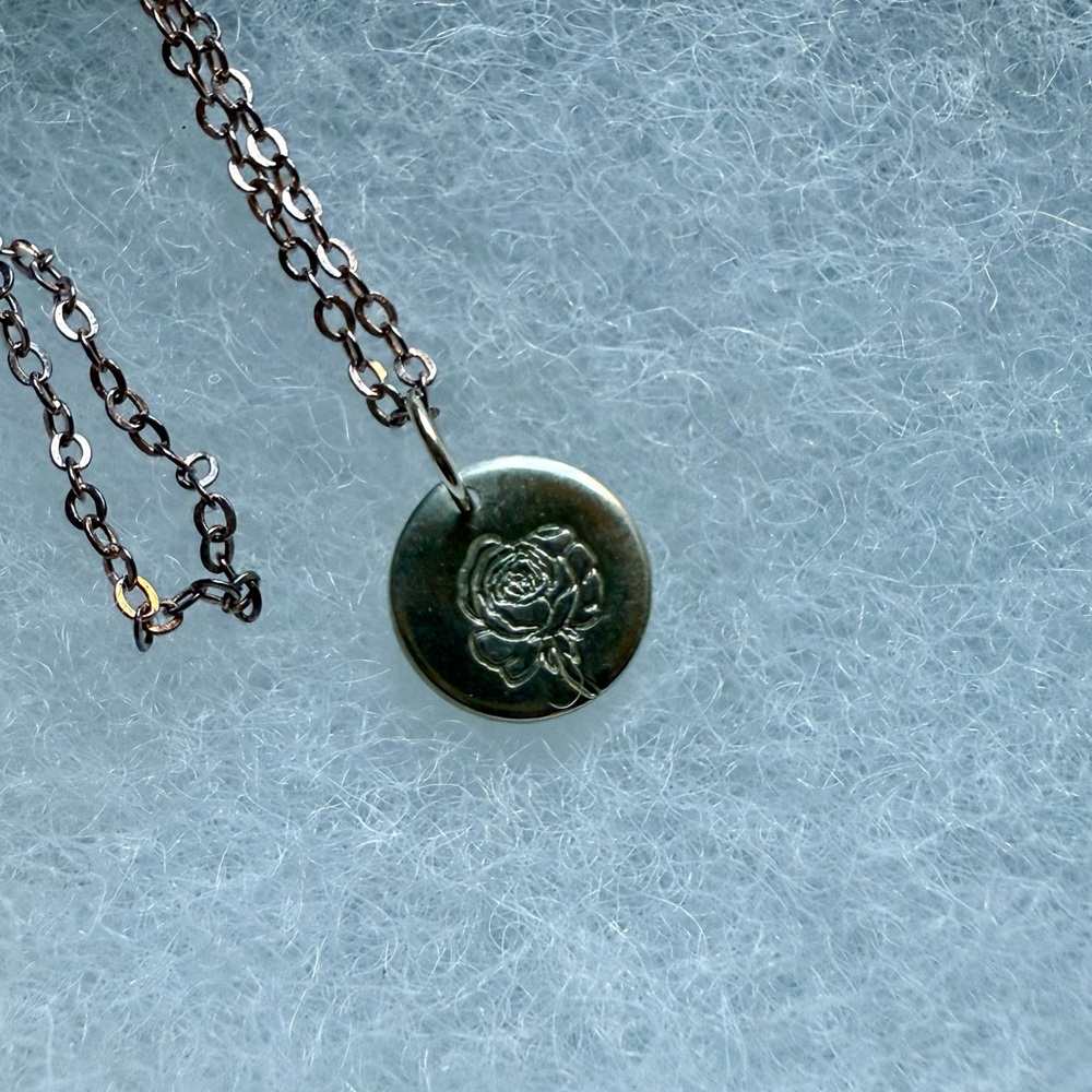 Peony Pendant Silver Necklace